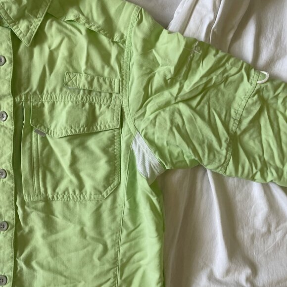 Habit Womens Lime Green Nylon Button-Up Shirt W/ 30+ Solar Factor S/P - Picture 4 of 10